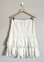 Soft Surroundings Petite Large Cream Gauzy Tiered Lined Skirt - $50.53