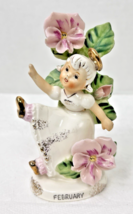 VTG 1956 Lefton Angel of the Month Figurine February Girl W Flowers Signed - $44.55