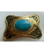 Vintage Gold-tone Faux Turquoise Belt Buckle - €32,98 EUR