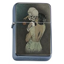 Kissing Skeleton Flip Top Oil Lighter R1 Smoking Cigarette Silver Case Included - £7.18 GBP