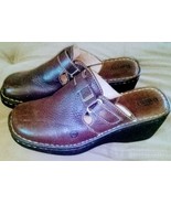 Born Dark Brow Leather Slip On Sandals Size 9 M - $47.00