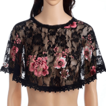 Debonair Floral Sheer Lace Capelet | Women Formal Retro Shoulder Wrap Shawl #756 - £23.15 GBP