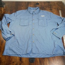 Magellan Blue Adventure Gear Mag Wick Roll Tab Sleeve Loose Fit Shirt 3XL - $19.79