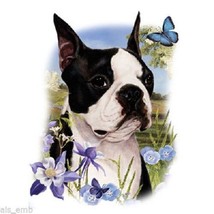 Boston Terrier Dog Floral Heat Press Transfer Print For T Shirt Sweatshirt #814f - £5.13 GBP
