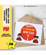 Printable Chinese New Year greetings card,  Lunar year printable - $18.73 MXN