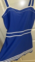 SHORE SHAPES Womens One-piece Swim Dress Size 16 sporty blue white lines... - £32.71 GBP