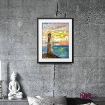 Lighthouse oil painting,original oil impasto painting on canvas board,wall art. - £47.96 GBP