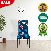 Anyhouz Chair Cover Dark Blue Snowman Christmas Holiday Design with Anti... - $326.19 MXN