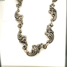 Vintage Sterling by Jewelart Art Nouveau Repousse Ornate Scroll Link Necklace 28 - £152.05 GBP