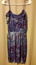 As U Wish Dress Navy &amp; Multi-color Abstract Print Empire Waist Size Larg... - £6.13 GBP