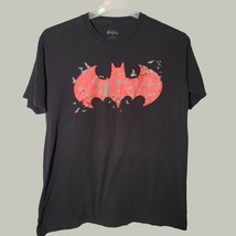 Batman Mens Shirt Large Black with Red Bat Logo DC Comics Casual  - $14.96