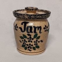Jam Crock Jar With Lid Three Rivers Pottery Coshocton Ohio Speckled Spongeware - £19.53 GBP