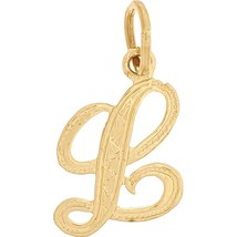 14K Gold &quot;L&quot; Cursive Letter Charm Initial Jewelry 14mm - £30.73 GBP