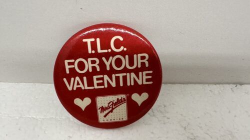 Mrs Fields TLC for Your valentine VTG 3&quot; PINBACK BUTTON - $9.22