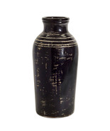 18&quot; Black and Ivory Striped Urn Ceramic Floor Vase - $2,382.33 MXN