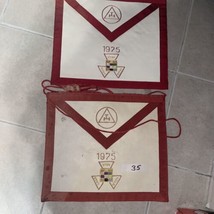 2- 1975 Masonic Royal Arch Apron Freemason w/ Pocket and 50&quot; Belt Cotton - £22.47 GBP