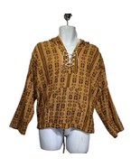 geometric woven Hippie Boho Festival Hooded Sweater hoodie size L - $19.79