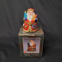 Vintage JC Penney Christmas Holiday Santa Trinket Box Ceramic Holiday Decor EUC - £7.93 GBP