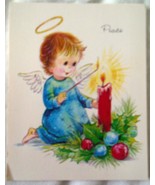 Little Angels Greeting Christmas Card 1970s New - $2.70 CAD