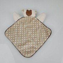 Woof and Poof Monkey Lamb Security Blanket Baby Lovey Brown White Dots Satin - £39.77 GBP