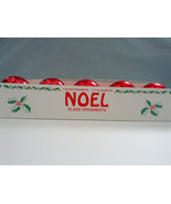 Vintage 5 round red glass mercury Christmas ornaments NOEL made in USA - $31.24 CAD