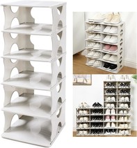 6-Tier Shoe Rack,Stackable Shoe Storage Organizer For Bedroom Entryway,, White - £35.08 GBP