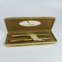 Vintage Centennial Ball Point Pen Mechanical Pencil Set Gold Tone Case P... - £9.34 GBP