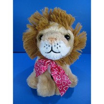 MTY International Lion Plush Stuffed Animal W/Pink Ribbons Bow W/White Hearts 12 - $11.30