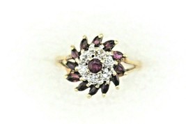 Ruby Diamond Ring REAL SOLID 10 ky Yellow Gold 2.7 g SIZE 6 - £273.54 GBP