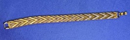 Vtg Sterling Silver And Gold Plated Chevron Braided Mesh Tennis Bracelet - £40.42 GBP