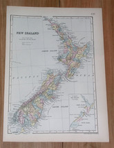 1891 Original Antique Map Of New Zealand - £21.98 GBP