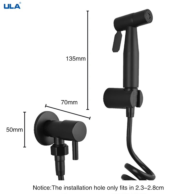 House Home ULA Stainless Steel Black Portable Bidet Sprayer TAet Bidet Faucet Ba - £31.97 GBP