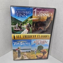 4 All-American Classics NEW DVD Huckleberry Finn Lassie Tom Sawyer Red Fern - £9.76 GBP