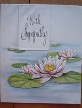 Vintage With Sympathy Embossed Lilly Pads Greetings Inc Card - $3.99