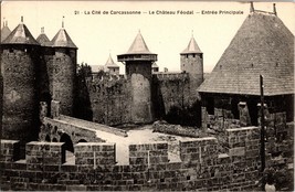 c1910 Carcassonne France Medieval Feudal Castle Main Entrance Collotype Postcard - £7.95 GBP