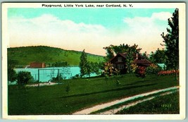 Playground Little York Lake Cortland New York NY UNP Unused WB Postcard F13 - £7.78 GBP