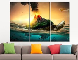 Abstract Canvas Print Abstract Art Volcano Canvas Turtle Print Airplane Art Abst - £39.29 GBP