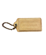 COACH Leather Hang Tag Purse Handbag Charm Fob Tan Light Brown 2.75x1.5 in. - $12.00