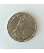 1968  Canadian 10 cent coin CANADA ⛵ DIME Queen Elizabeth II NICKEL alloy - £2.95 GBP