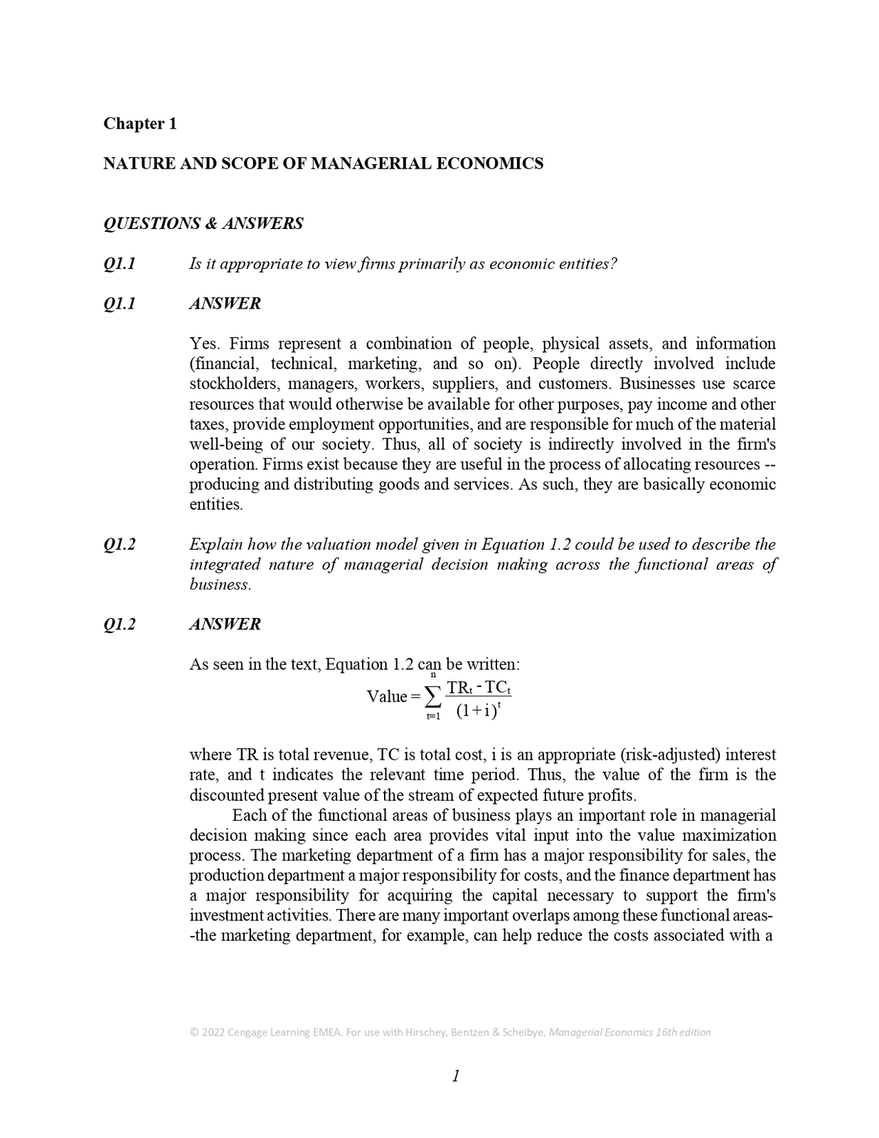 Solution Manual For Managerial Economics, 16th Edition by Mark Hirschey ... - $17.99