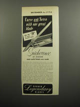1952 Gerber Snickersnee Knife Ad - Carve and Serve with one great blade - £14.48 GBP