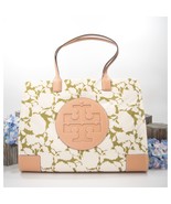 Tory Burch Ella Green Bold Flower Print Nylon Natural Leather Large Tote... - £228.33 GBP