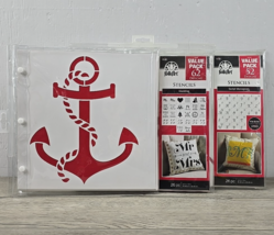 Plaid Folk Art Large Stencils Kits - Nautical, Script Monogram, &amp; Wedding - £19.12 GBP