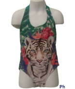 Gymboree Girls One Piece Halter Swimsuit Size S 5-6 Floral Kitten Face  - $11.75