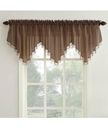 Erica Sheer Crushed Voile Valance Chocolate 51&quot;Wx24&quot;L Beaded Valance Pol... - £11.13 GBP