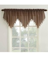 Erica Sheer Crushed Voile Valance Chocolate 51&quot;Wx24&quot;L Beaded Valance Pol... - £11.37 GBP