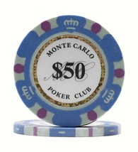 50 Da Vinci Premium 14 gr Clay Monte Carlo Poker Chips, Teal 10000 Denom... - $24.99