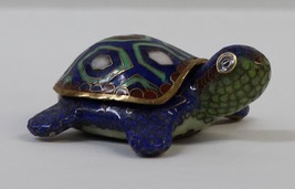 Vintage Cloisonne Cobalt Blue Turtle Trinket Box Removeable Shell - $19.99