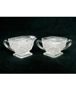 Indiana Glass Sugar &amp; Creamer Set, Diamond Shape, Footed, Cut Crystal, F... - $361.37 MXN