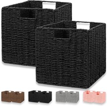 Vagusicc Storage Basket, Set Of 2 Hand-Woven Paper Rope Wicker Baskets For - £38.35 GBP